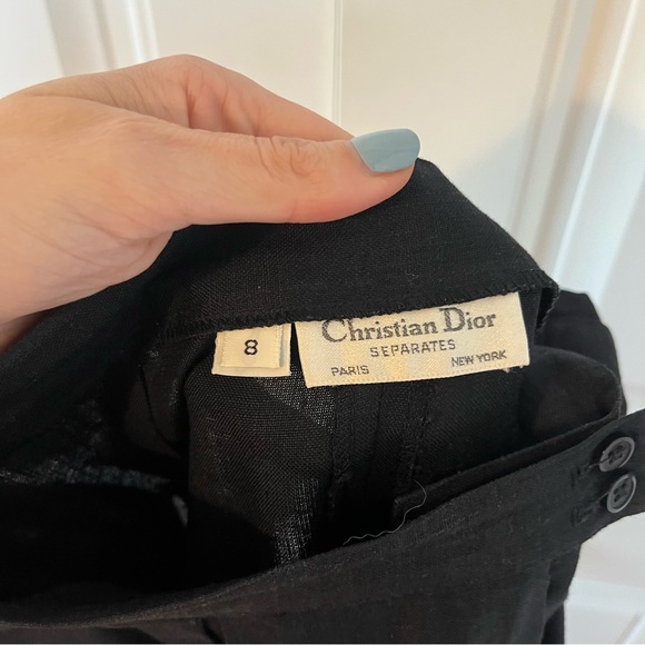 Christian Dior Vintage 80s Separates Wide Leg Trouser Pant Black Size 26 Waist - Picture 10 of 10